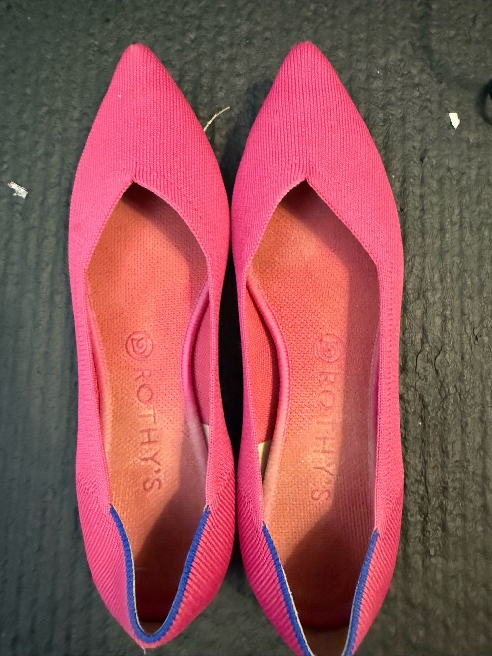 Rothy's Hot Pink Pointed Knit Flats